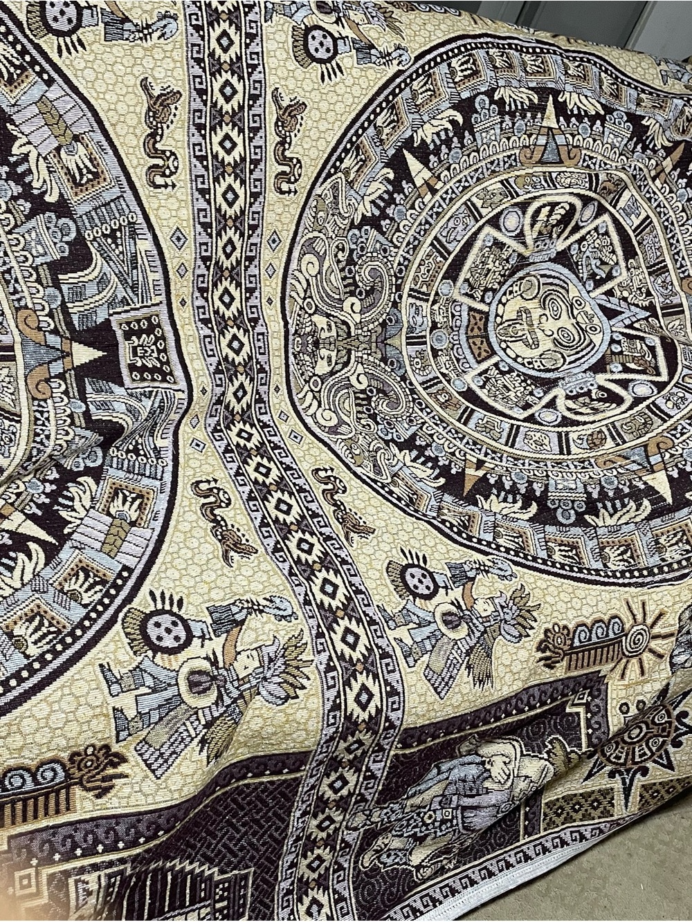 Artisan Aztec-Inspired Cream and Brown Quilt - No Brand